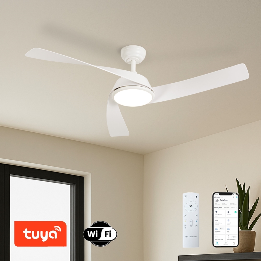 ZEVENTI - LED-dimmbarer Deckenventilator AERYS LED/24W/230V 3000/4000/6000K Wi-Fi Tuya weiß + Fernbedienung