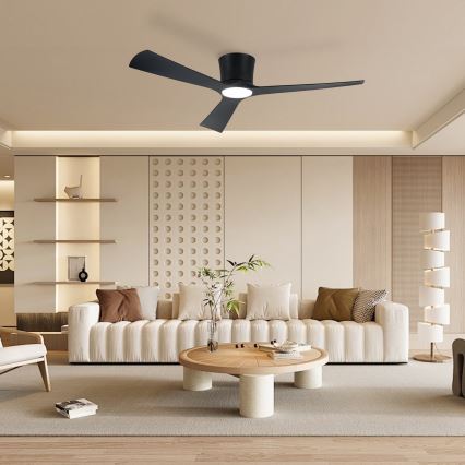 ZEVENTI - LED-dimmbarer Deckenventilator AUREX LED/24W/230V 3000/4000/6000K Wi-Fi Tuya schwarz + Fernbedienung