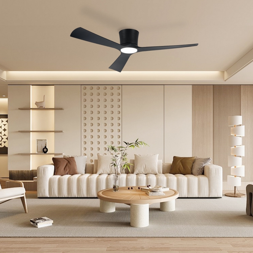 ZEVENTI - LED-dimmbarer Deckenventilator AUREX LED/24W/230V 3000/4000/6000K Wi-Fi Tuya schwarz + Fernbedienung
