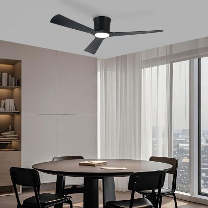 ZEVENTI - LED-dimmbarer Deckenventilator AUREX LED/24W/230V 3000/4000/6000K Wi-Fi Tuya schwarz + Fernbedienung