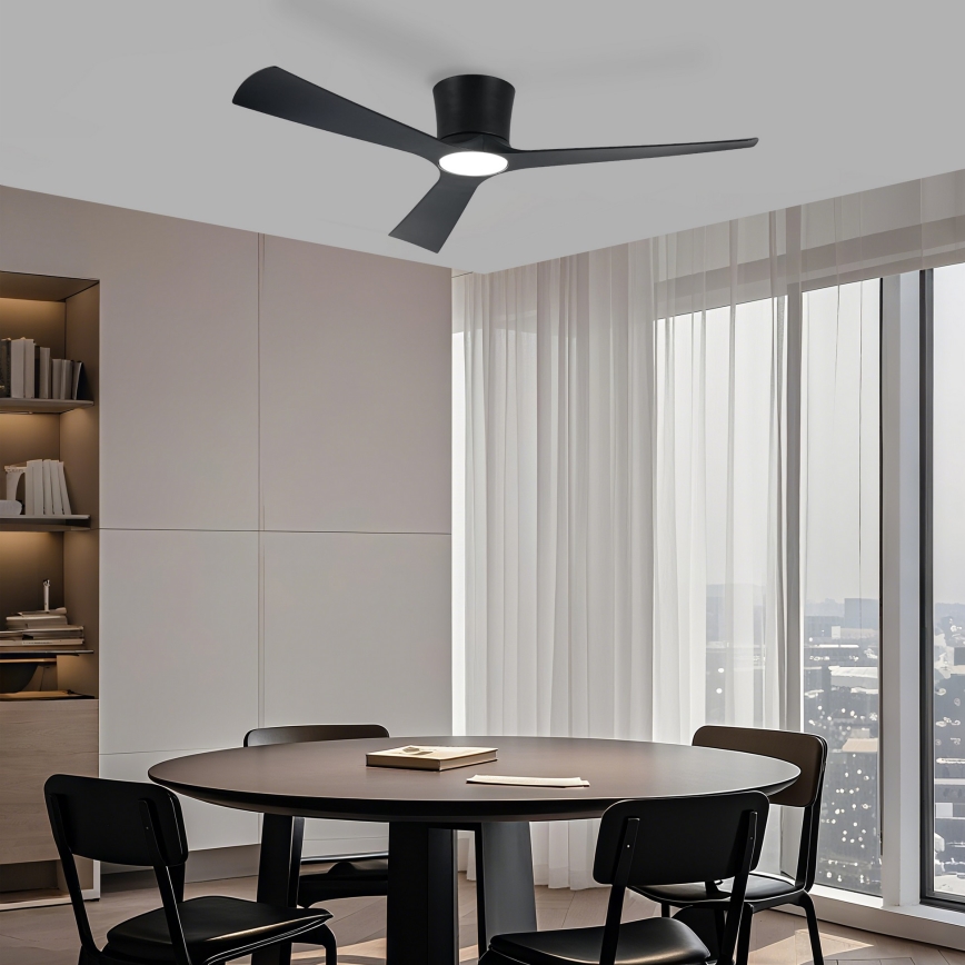 ZEVENTI - LED-dimmbarer Deckenventilator AUREX LED/24W/230V 3000/4000/6000K Wi-Fi Tuya schwarz + Fernbedienung