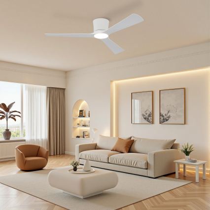 ZEVENTI - Dimmbarer LED-Deckenventilator AUREX LED/24W/230V 3000/4000/6000K Wi‑Fi Tuya weiß + Fernbedienung
