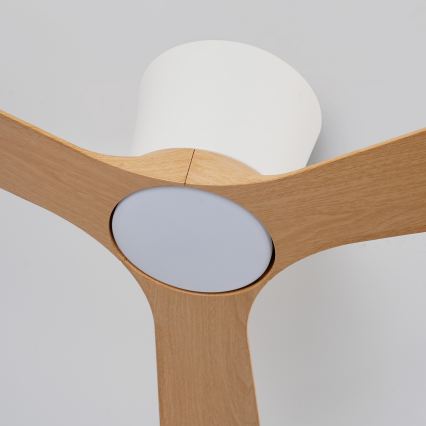 ZEVENTI - LED-dimmbarer Deckenventilator AUREX LED/24W/230V 3000/4000/6000K Wi-Fi Tuya Weiß/Eiche + Fernbedienung