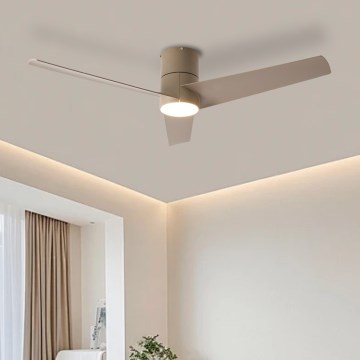 ZEVENTI - LED Deckenventilator BARROSA LED/18W/230V 3000/4000/6000K Wi-Fi Tuya beige + Fernbedienung