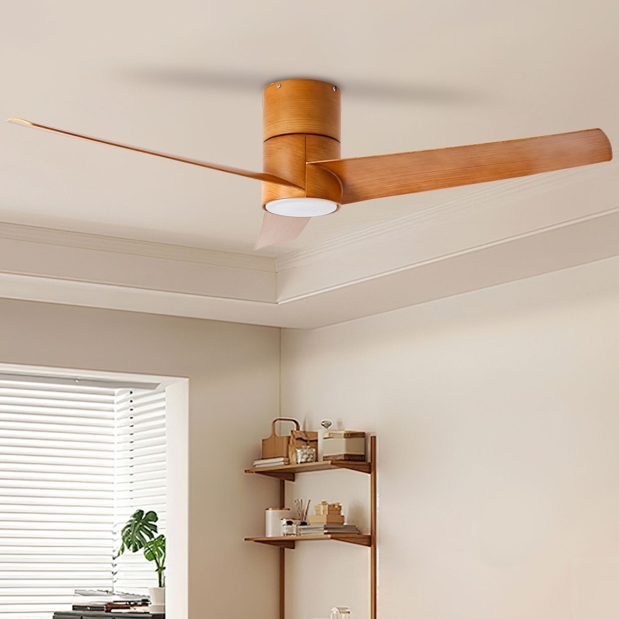 ZEVENTI - LED-Deckenventilator BARROSA LED/18W/230V 3000/4000/6000K Wi‑Fi (Tuya) braun + Fernbedienung