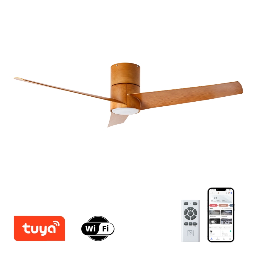 ZEVENTI - LED Deckenventilator BARROSA LED/18W/230V 3000/4000/6000K Wi-Fi Tuya Braun + Fernbedienung