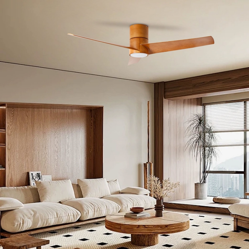 ZEVENTI - LED Deckenventilator BARROSA LED/18W/230V 3000/4000/6000K Wi-Fi Tuya Braun + Fernbedienung
