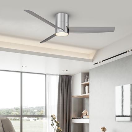 ZEVENTI - LED-Deckenventilator BARROSA LED/18W/230V 3000/4000/6000K Wi-Fi Tuya mattchrom + Fernbedienung