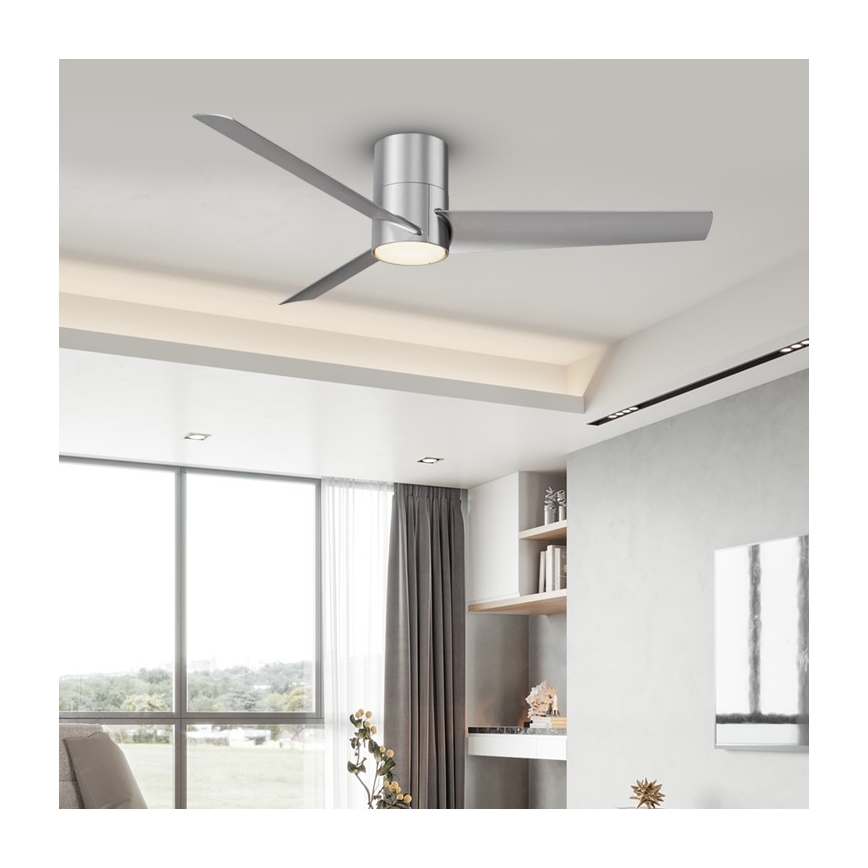 ZEVENTI - LED-Deckenventilator BARROSA LED/18W/230V 3000/4000/6000K Wi-Fi Tuya mattchrom + Fernbedienung