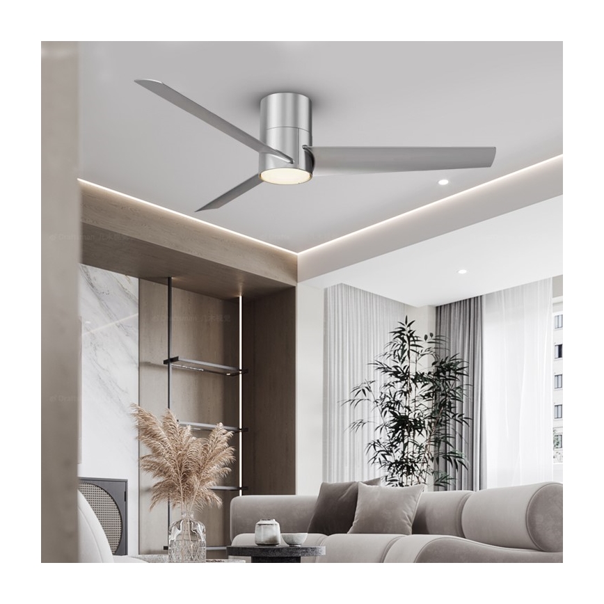 ZEVENTI - LED-Deckenventilator BARROSA LED/18W/230V 3000/4000/6000K Wi-Fi Tuya mattchrom + Fernbedienung