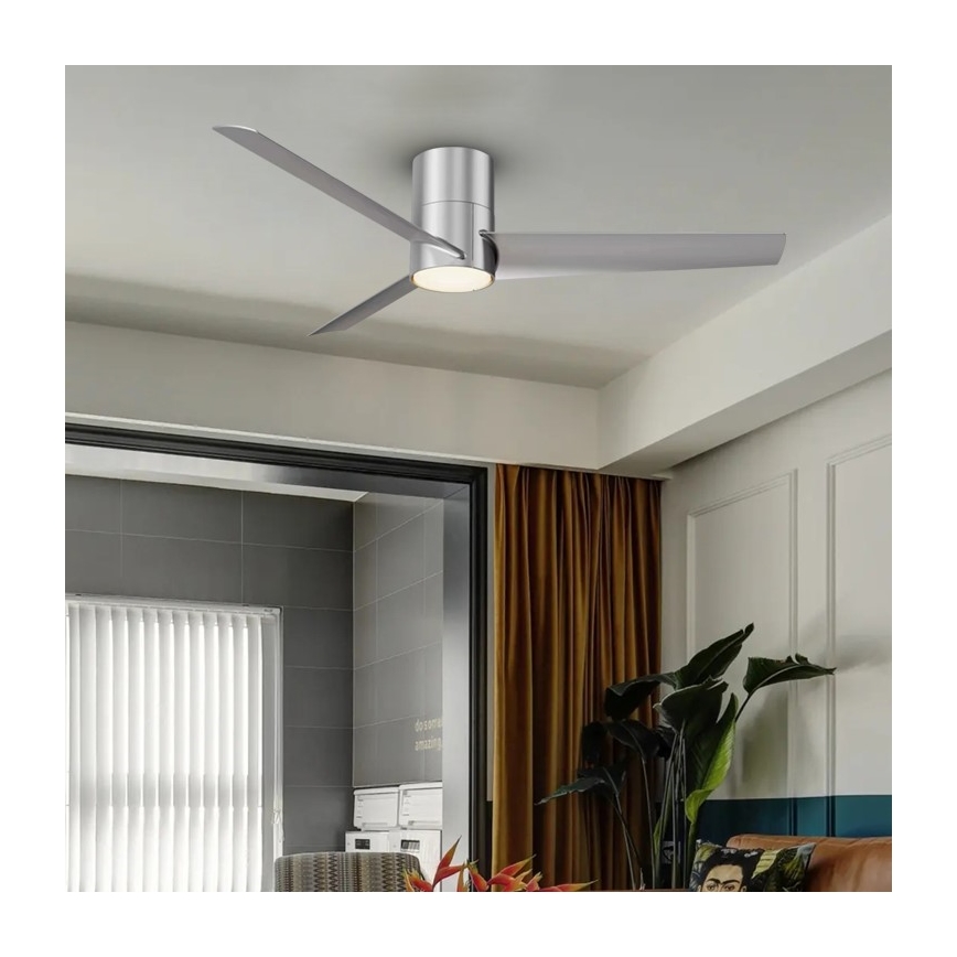 ZEVENTI - LED-Deckenventilator BARROSA LED/18W/230V 3000/4000/6000K Wi-Fi Tuya mattchrom + Fernbedienung