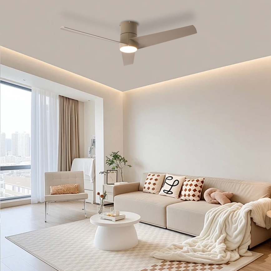 ZEVENTI - LED Deckenventilator BARROSA LED/18W/230V 3000/4000/6000K Wi-Fi Tuya beige + Fernbedienung