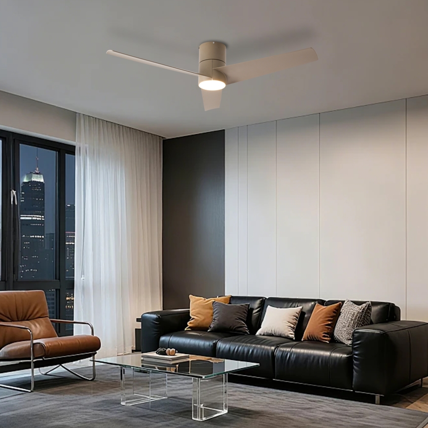 ZEVENTI - LED Deckenventilator BARROSA LED/18W/230V 3000/4000/6000K Wi-Fi Tuya beige + Fernbedienung