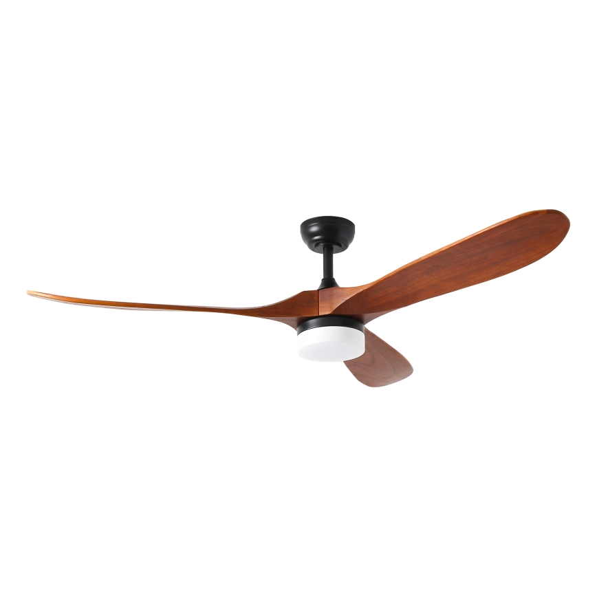 ZEVENTI - LED-Deckenventilator GINOSA LED/18W/230V 3000-6000K Wi-Fi Tuya Schwarz/Eiche + Fernbedienung