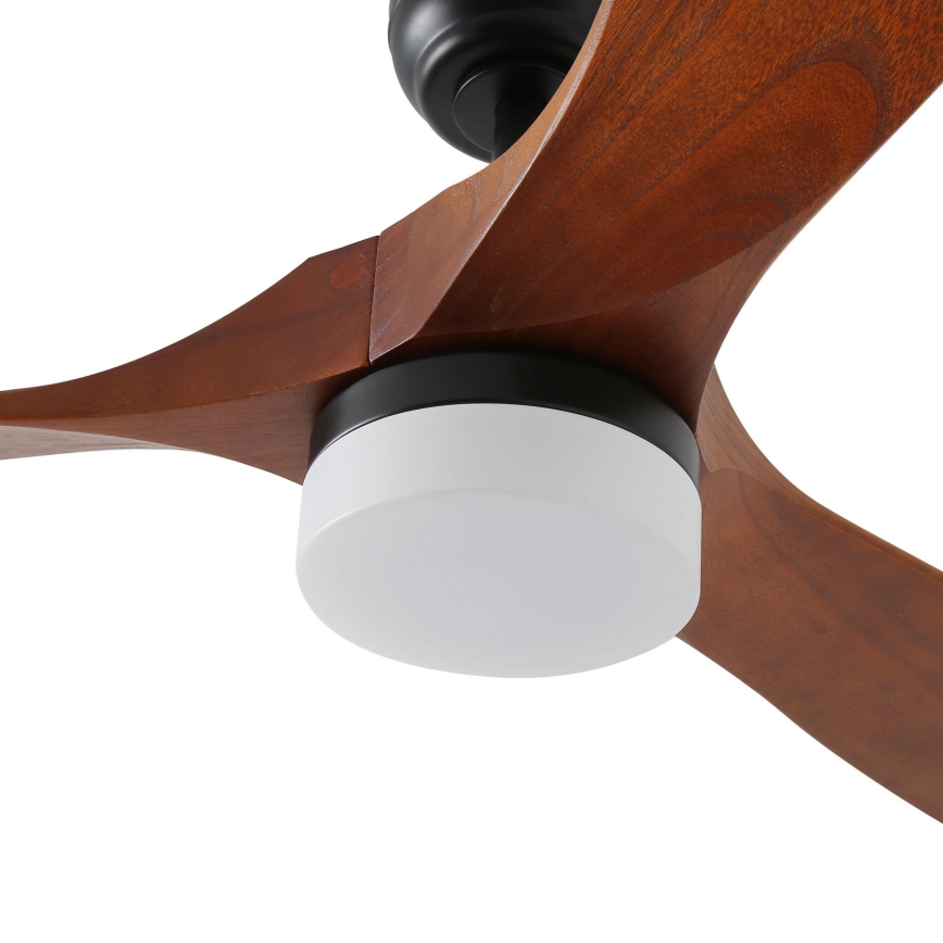 ZEVENTI - LED-Deckenventilator GINOSA LED/18W/230V 3000-6000K Wi-Fi Tuya Schwarz/Eiche + Fernbedienung