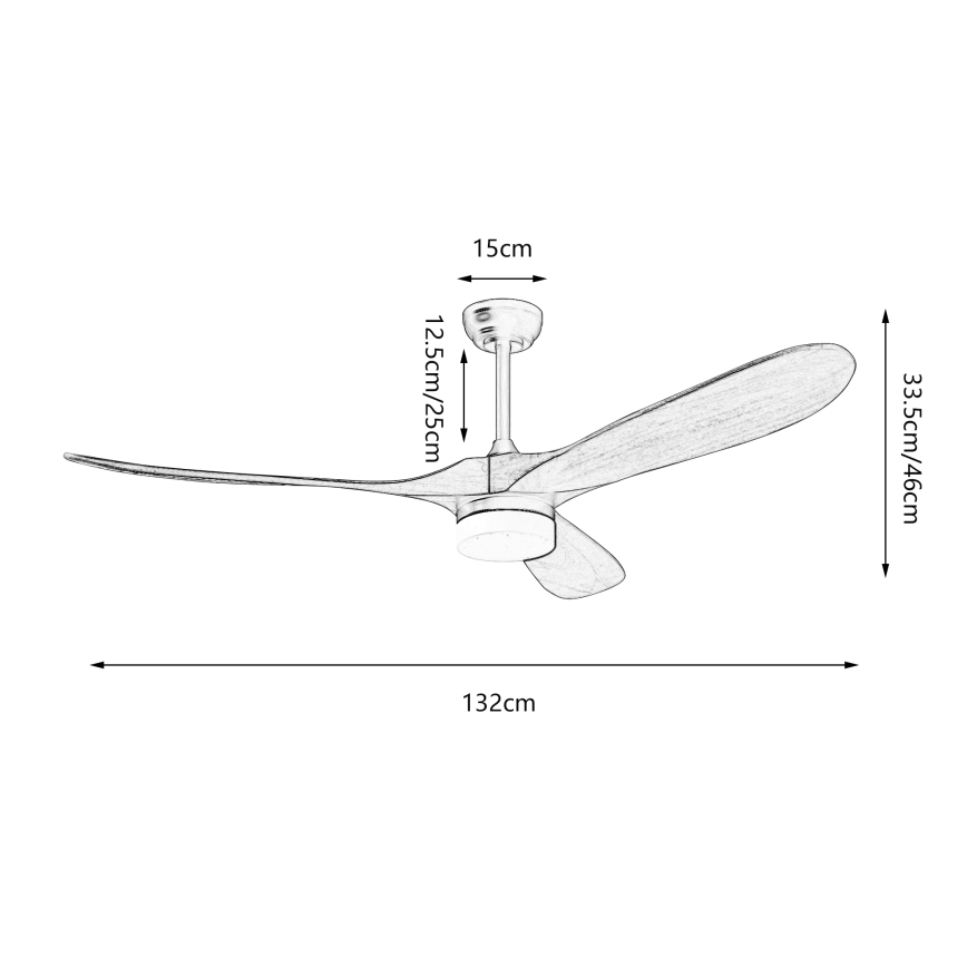 ZEVENTI - LED-Deckenventilator GINOSA LED/18W/230V 3000-6000K Wi-Fi Tuya Schwarz/Eiche + Fernbedienung