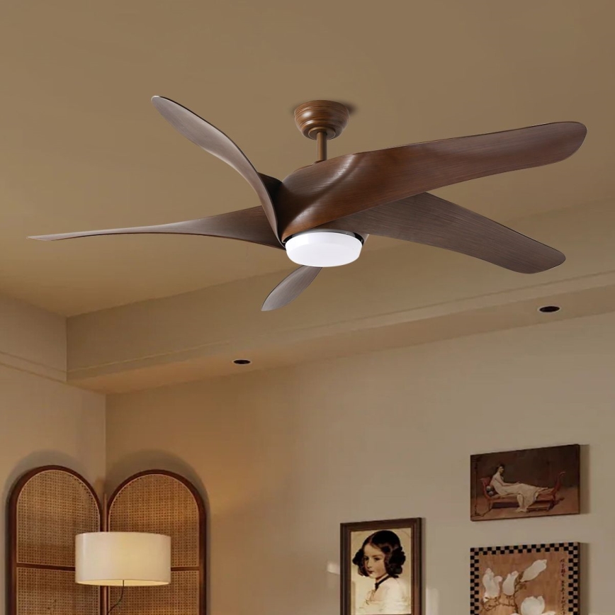 ZEVENTI - LED Deckenventilator LUCCA LED/18W/230V 3000-6000K Wi-Fi Tuya Braun + Fernbedienung