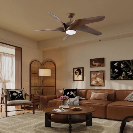 ZEVENTI - LED Deckenventilator LUCCA LED/18W/230V 3000-6000K Wi-Fi Tuya Braun + Fernbedienung