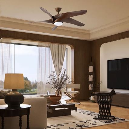 ZEVENTI - LED Deckenventilator LUCCA LED/18W/230V 3000-6000K Wi-Fi Tuya Braun + Fernbedienung