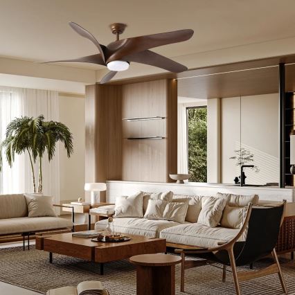 ZEVENTI - LED Deckenventilator LUCCA LED/18W/230V 3000-6000K Wi-Fi Tuya Braun + Fernbedienung