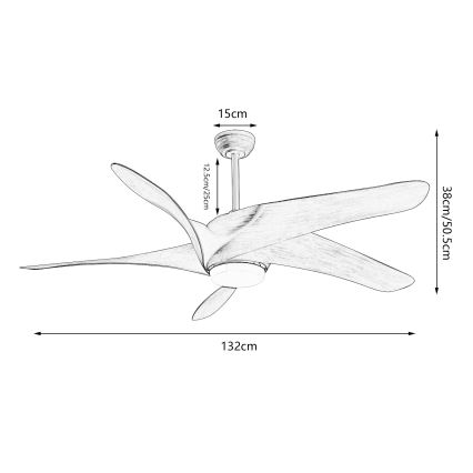 ZEVENTI - LED Deckenventilator LUCCA LED/18W/230V 3000-6000K Wi-Fi Tuya Braun + Fernbedienung