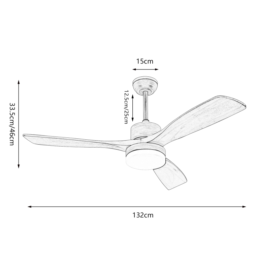 ZEVENTI - Dimmbarer LED-Deckenventilator MARE LED/24W/230V 3000-6000K Wi-Fi Tuya Eiche + Fernbedienung