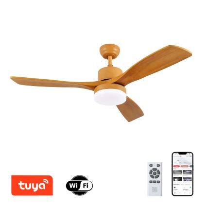ZEVENTI - LED-Deckenventilator MARE LED/24W/230V 3000-6000K Wi-Fi Tuya Eiche + Fernbedienung