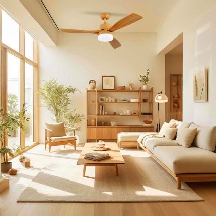 ZEVENTI - LED-Deckenventilator MARE LED/24W/230V 3000-6000K Wi-Fi Tuya Eiche + Fernbedienung