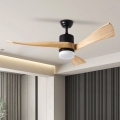 ZEVENTI - LED Deckenventilator NATURITO LED/18W/230V 3000–6000K Wi‑Fi Tuya schwarz/Eiche + Fernbedienung