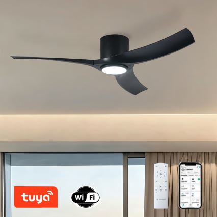 ZEVENTI - LED-dimmbarer Deckenventilator ORBITO LED/24W/230V 3000/4000/6000K Wi-Fi Tuya schwarz + Fernbedienung