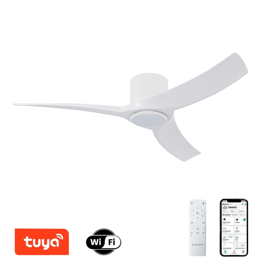 ZEVENTI - LED dimmbarer Deckenventilator ORBITO LED/24W/230V 3000/4000/6000K Wi-Fi Tuya weiß + Fernbedienung