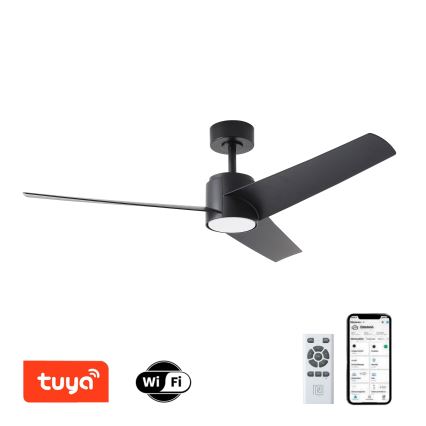 ZEVENTI - LED Deckenventilator ORVIETO LED/18W/230V 3000-6000K Wi-Fi Tuya schwarz + Fernbedienung