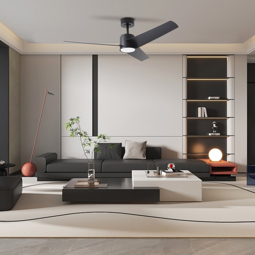 ZEVENTI - LED Deckenventilator ORVIETO LED/18W/230V 3000-6000K Wi-Fi Tuya schwarz + Fernbedienung