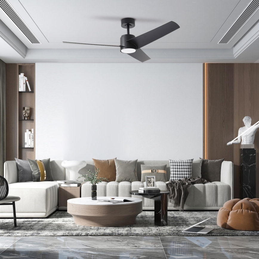 ZEVENTI - LED-Deckenventilator ORVIETO LED/18W/230V 3000/4000/6000K Wi-Fi Tuya schwarz + Fernbedienung