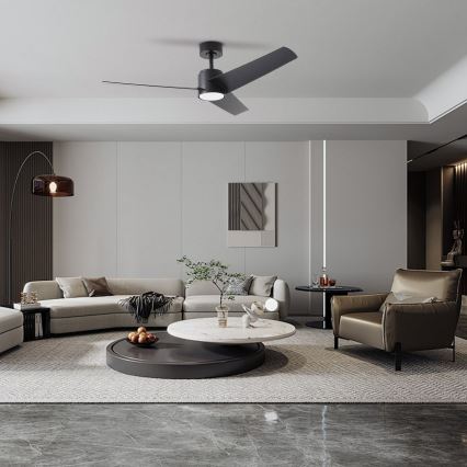 ZEVENTI - LED-Deckenventilator ORVIETO LED/18W/230V 3000/4000/6000K Wi-Fi Tuya schwarz + Fernbedienung