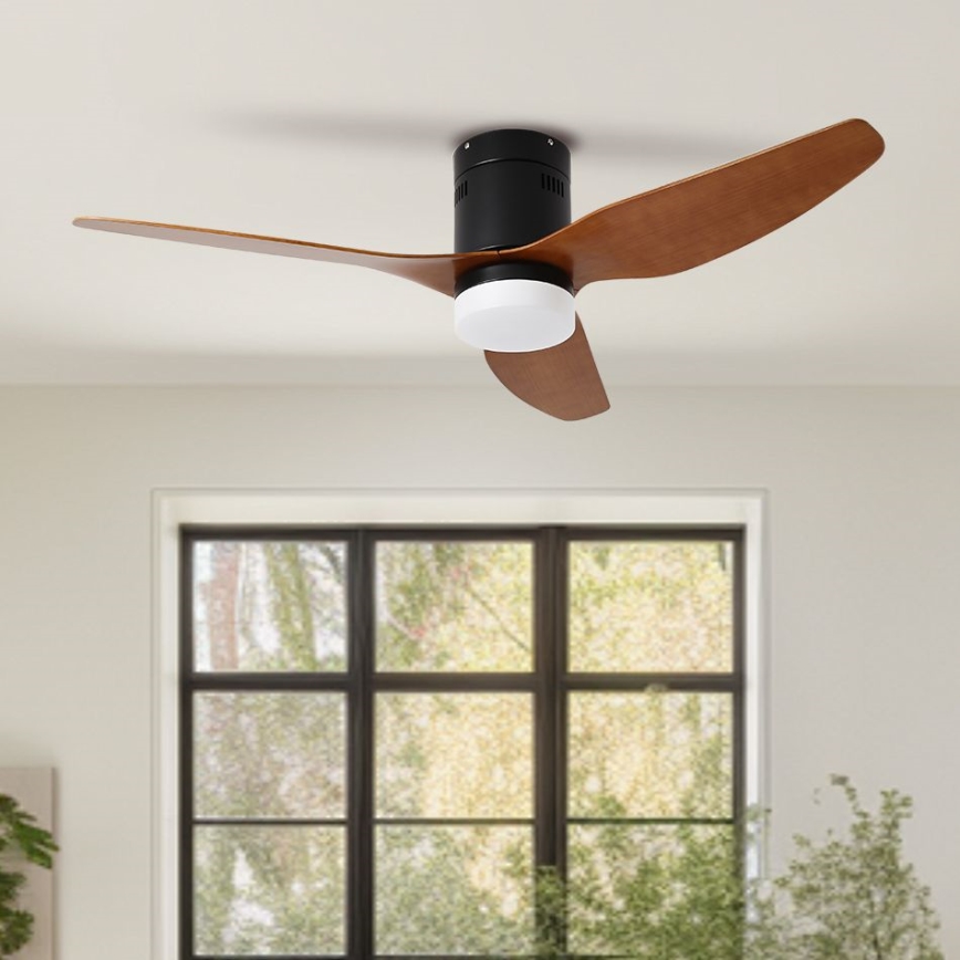 ZEVENTI - LED-Deckenventilator PADUA LED/18W/230V 3000/4000/6000K Wi-Fi Tuya schwarz/braun + Fernbedienung