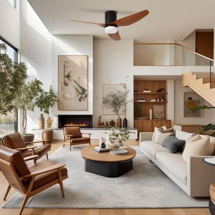 ZEVENTI - LED-Deckenventilator PADUA LED/18W/230V 3000/4000/6000K Wi-Fi Tuya schwarz/braun + Fernbedienung