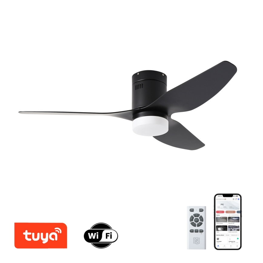 ZEVENTI - LED Deckenventilator PADUA LED/18W/230V 3000-6000K Wi-Fi Tuya schwarz + Fernbedienung