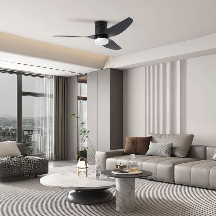 ZEVENTI - LED Deckenventilator PADUA LED/18W/230V 3000-6000K Wi-Fi Tuya schwarz + Fernbedienung