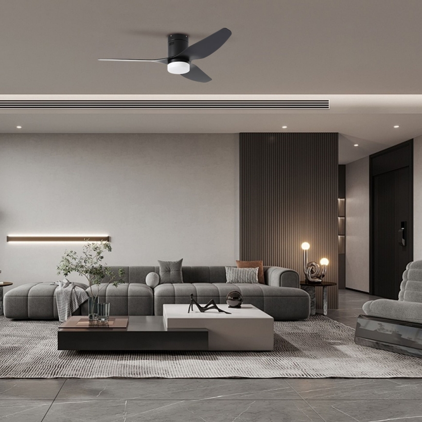 ZEVENTI - LED Deckenventilator PADUA LED/18W/230V 3000/4000/6000K Wi-Fi Tuya schwarz + Fernbedienung