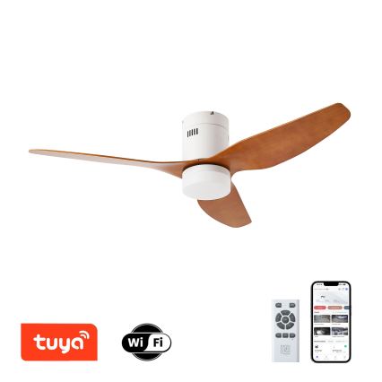 ZEVENTI - LED-Deckenventilator PADUA LED/18W/230V 3000-6000K Wi-Fi Tuya Weiß/Braun + Fernbedienung