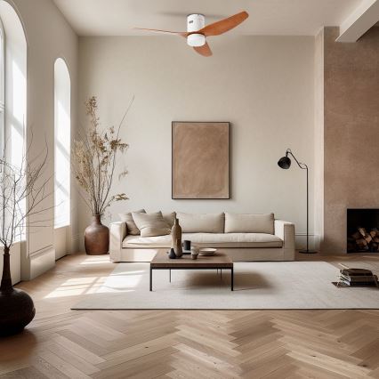 ZEVENTI - LED-Deckenventilator PADUA LED/18W/230V 3000-6000K Wi-Fi Tuya Weiß/Braun + Fernbedienung