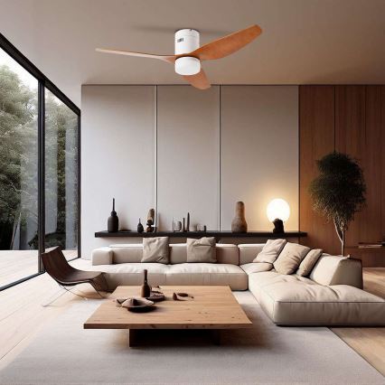 ZEVENTI - LED-Deckenventilator PADUA LED/18W/230V 3000-6000K Wi-Fi Tuya Weiß/Braun + Fernbedienung
