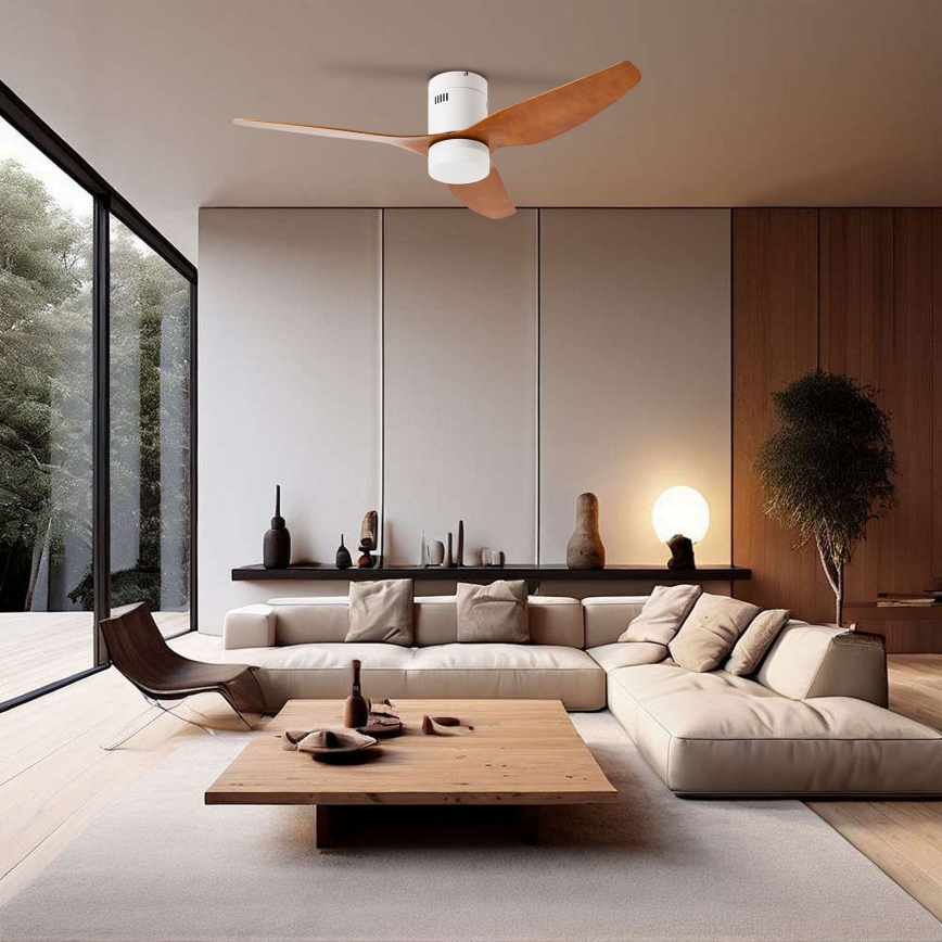 ZEVENTI - LED-Deckenventilator PADUA LED/18W/230V 3000-6000K Wi-Fi Tuya Weiß/Braun + Fernbedienung