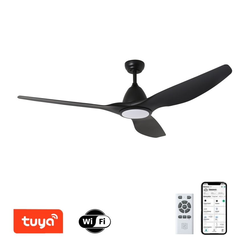 ZEVENTI - LED-Deckenventilator URBINO LED/20W/230V 3000-6000K Wi-Fi Tuya schwarz + Fernbedienung