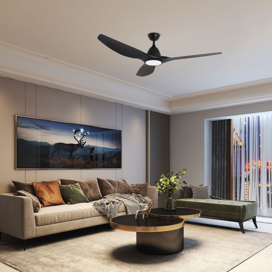 ZEVENTI - LED-Deckenventilator URBINO LED/20W/230V 3000-6000K Wi-Fi Tuya schwarz + Fernbedienung