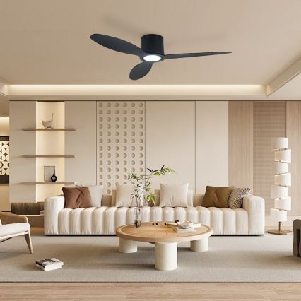 ZEVENTI - LED-dimmbarer Deckenventilator VENTORA LED/24W/230V 3000/4000/6000K Wi-Fi Tuya schwarz + Fernbedienung