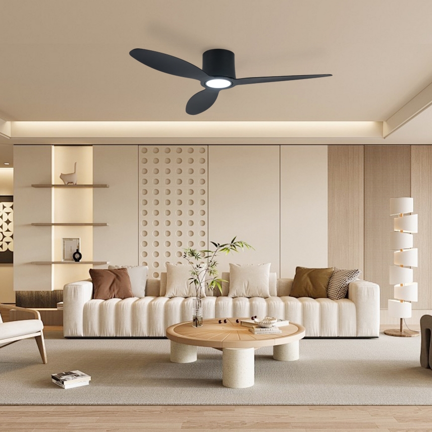 ZEVENTI - LED-dimmbarer Deckenventilator VENTORA LED/24W/230V 3000/4000/6000K Wi-Fi Tuya schwarz + Fernbedienung