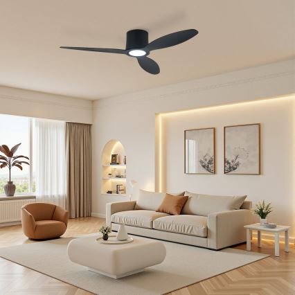 ZEVENTI - LED-dimmbarer Deckenventilator VENTORA LED/24W/230V 3000/4000/6000K Wi-Fi Tuya schwarz + Fernbedienung