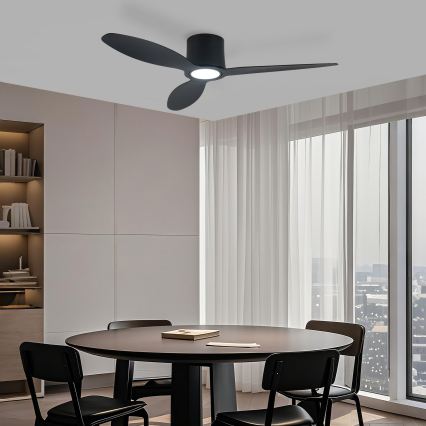 ZEVENTI - LED-dimmbarer Deckenventilator VENTORA LED/24W/230V 3000/4000/6000K Wi-Fi Tuya schwarz + Fernbedienung